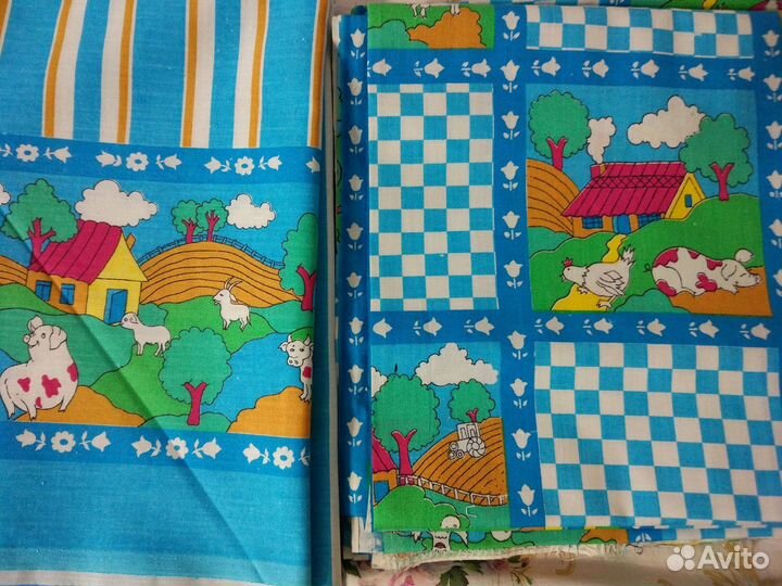 Отрезы лён ситец шерсть шёлк