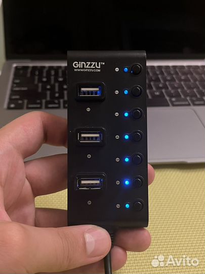 USB-хаб Ginzzu GR-487UAB на 7 разъемов USB 2.0