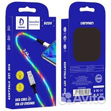 USB кабель Светящийся Lightning, microusb, Type-C