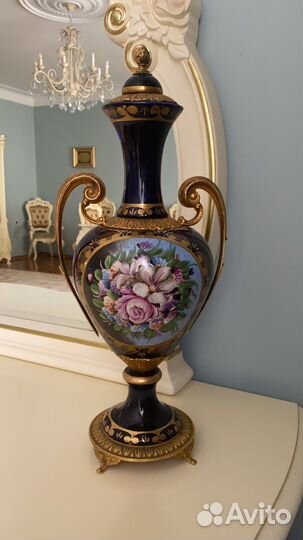 Вазы форфоровые с бронзой антикварные Бельгия
