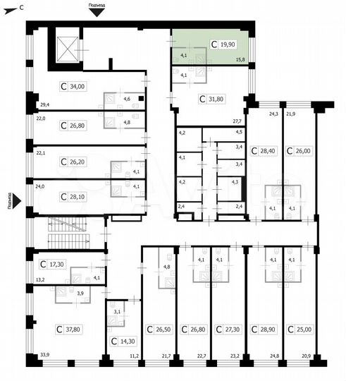 Апартаменты-студия, 19,9 м², 3/8 эт.