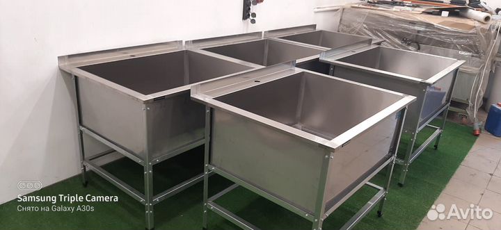 Большая котломоечная ванна из нержавейки