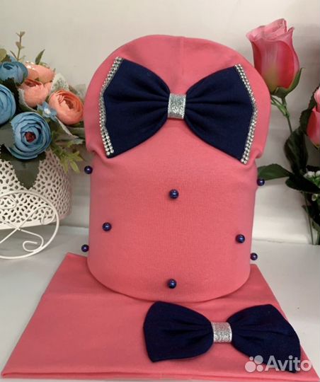 Шапка и снуд для девочек на весну