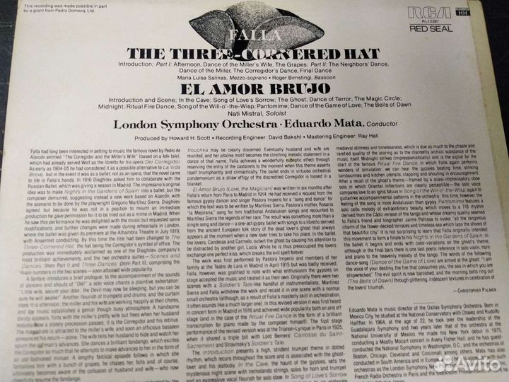 Manuel De Falla Eduardo Mata 1978 винил Англия