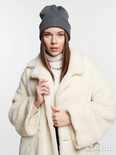 Двойная теплая шапка мелкой вязки Шапки Оптом