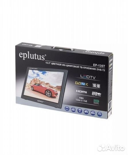 Телевизор портативный DVB T2 eplutus EP-135T