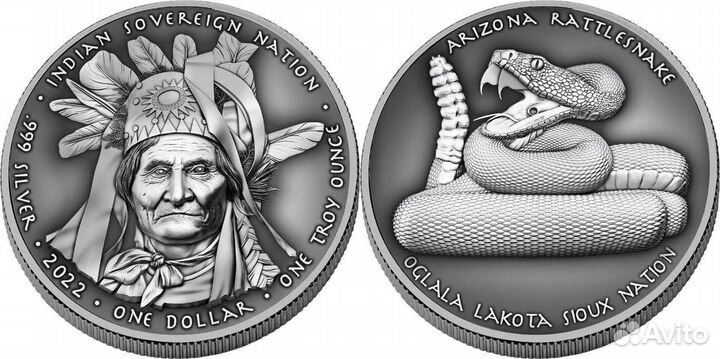 Серебряная монета 2022г Джеронимо