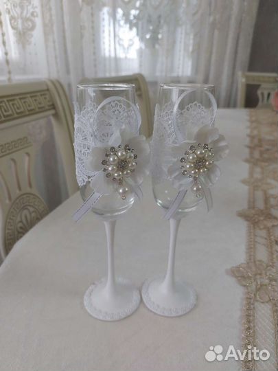 Свадебные бокалы ручной работы