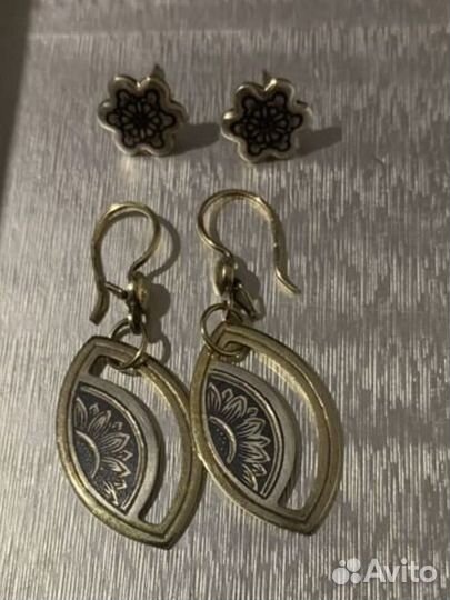 Серьги Северная чернь серебро СССР