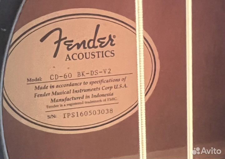 Акустическая гитара fender cd-60 bk-ds-v2