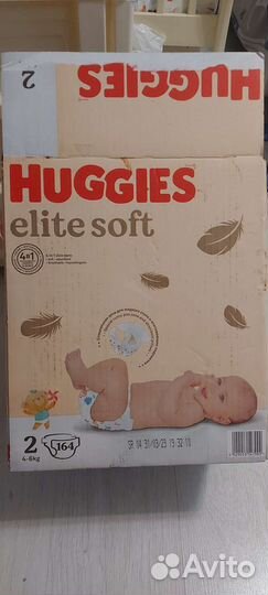Подгузники huggies elite soft 2 82 шт