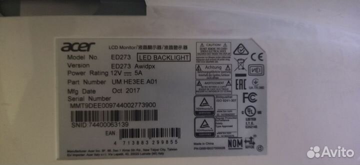 Монитор Acer ED273 Awidpx