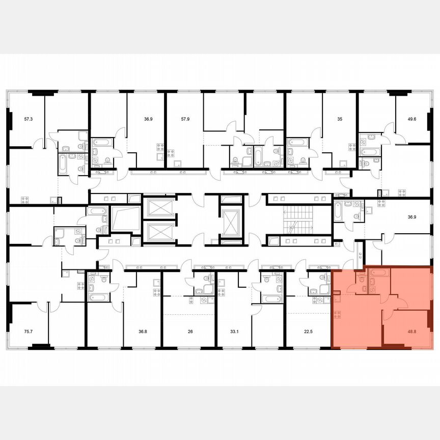 2-к. квартира, 48,8 м², 14/24 эт.