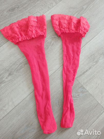 Чулки сетка красные