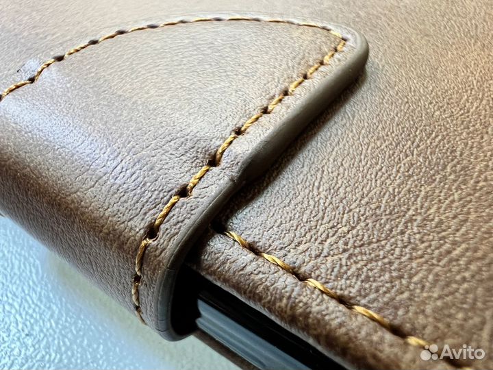 Чехол книжка Redmi 9A премиум кожа коричневая