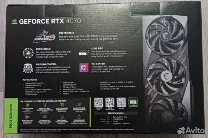 Видеокарта MSI RTX4070 gaming X slim 12GB