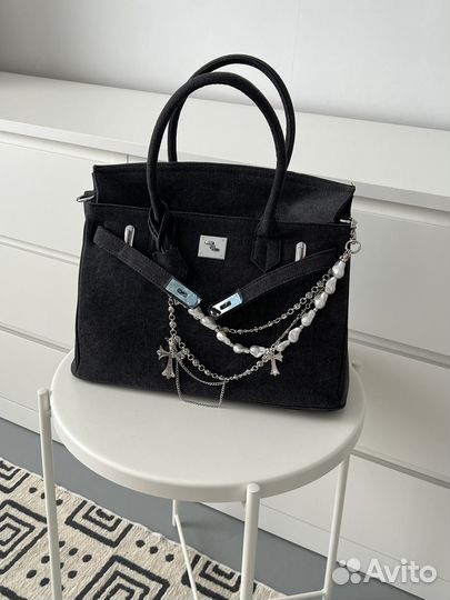 Сумка джинсовая в стиле Hermes birkin