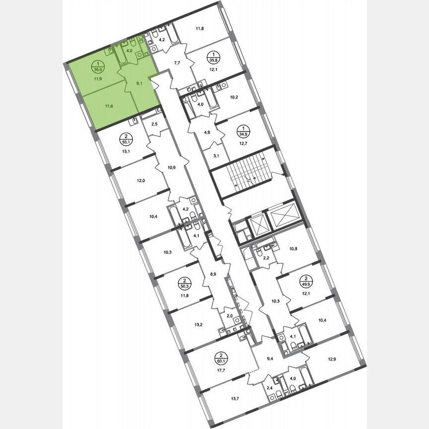 1-к. квартира, 36,6 м², 6/17 эт.