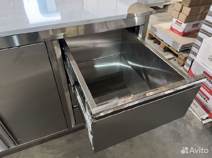 Стол-тумба из нержавейки с 3 ящиками