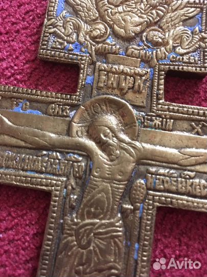 Крест Киотный старинный с эмалью
