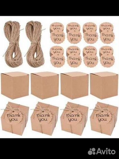 Коробочки бонбоньерки 5х5 см с бирками картон