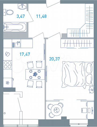 1-к. квартира, 54,2 м², 5/19 эт.