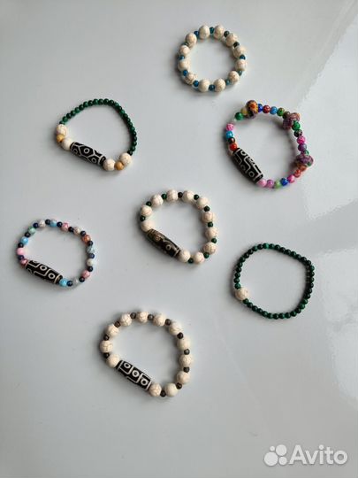 Браслет, бусина дзи, лазурит, нефрит