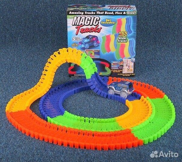 Гибкий трек узкий LED Magic Track 220 деталей