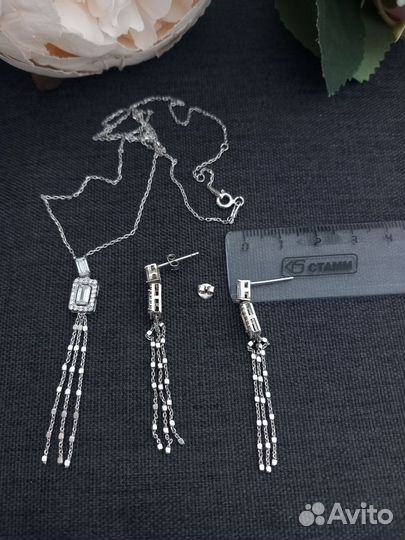 Комплект колье и серьги серебро