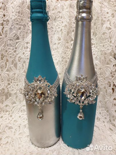 Декорирование свадебное шампанское, фужеры, свечи