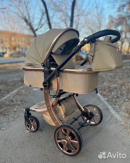 Коляска 2 в 1 (кожа коричневая)