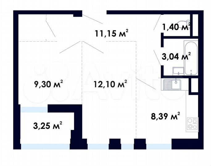 2-к. квартира, 48,6 м², 9/9 эт.