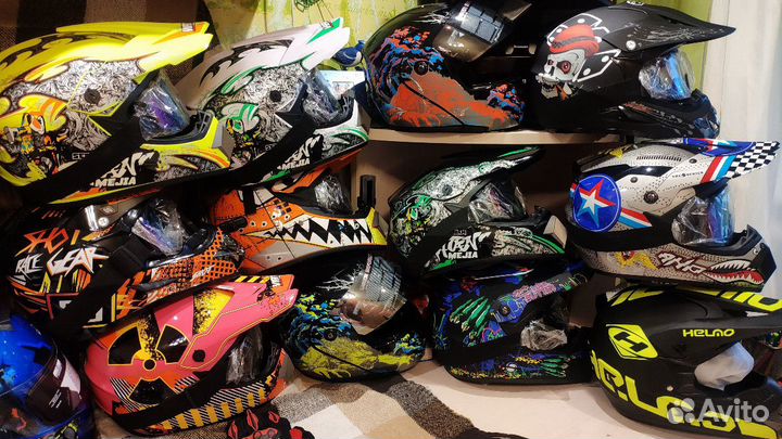 Детский кроссовый шлем, размер S, обхват 54-56