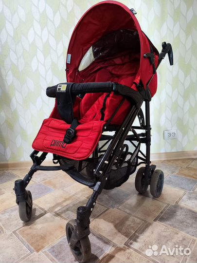 Бордовая прогулочная складная коляска трость