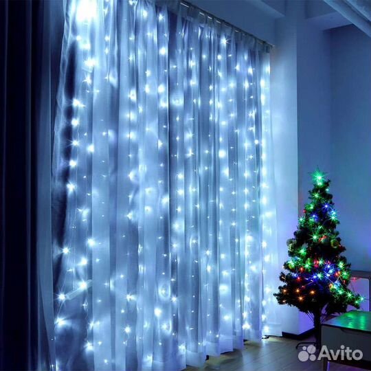 Гирлянда штора на окна