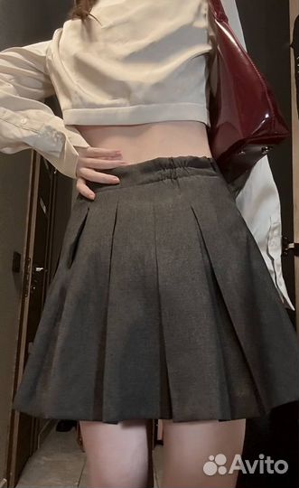 Серая классическая юбка