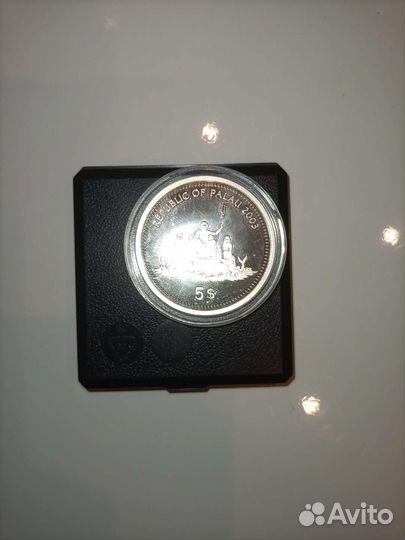 Монета Палау Серебро 5 долларов Оранжевый краб