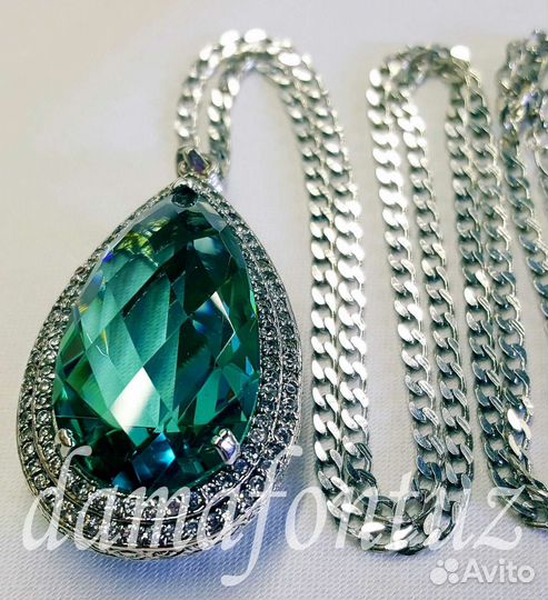 Роскошная подвеска на цепи. Серебро 925. Шпинель
