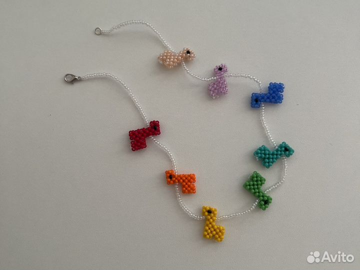 Украшение из бисера ”чокер с динозаврами