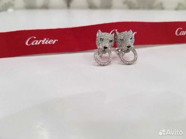 Золотые серьги Cartier с изумрудами и бриллиантами