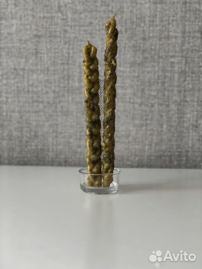 Свечи восковые скрутки, косица с травами