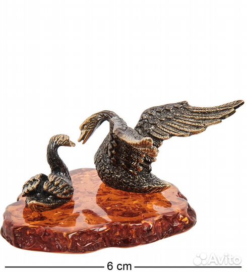 Фигурка Пара лебедей (латунь, янтарь) A2104236