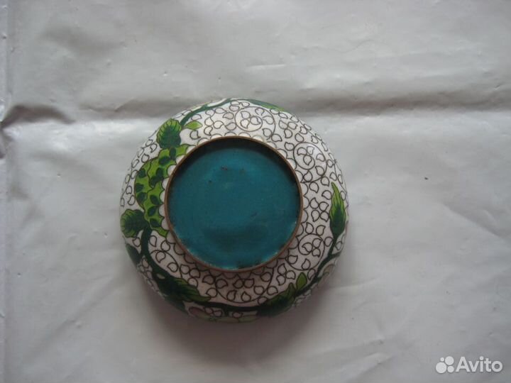 Пепельница старинная Клуазоне медь эмаль
