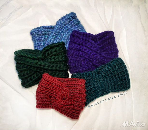 Вязаная повязка ручной работы