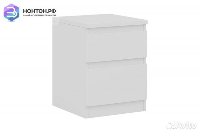 Тумба прикроватная Кастор 2 ящика белая
