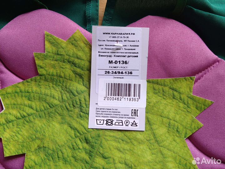 Новогодний карнавальный костюм. Виноград