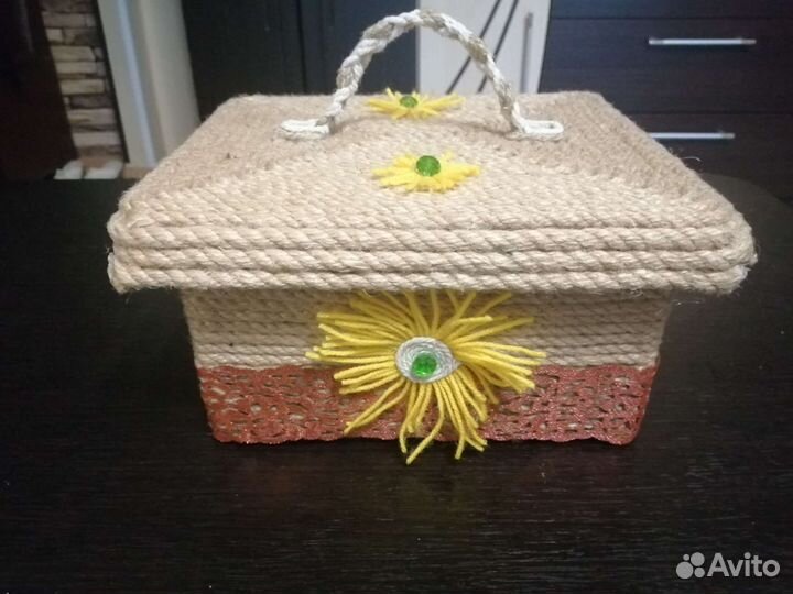 Декаративная шкатулка из джута