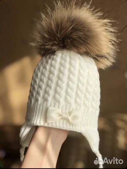 Шапка для девочки зимняя (шерсть мериноса)