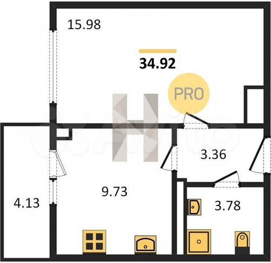 1-к. квартира, 35 м², 3/7 эт.