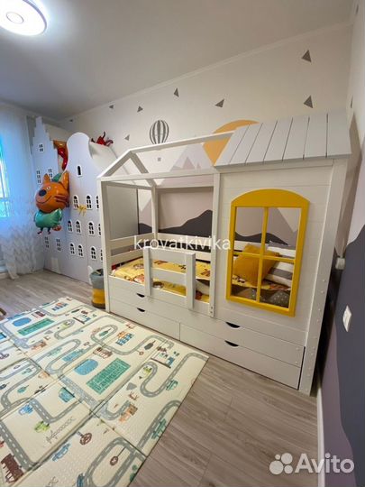 Эко кровать домик с выкатным спальным местом